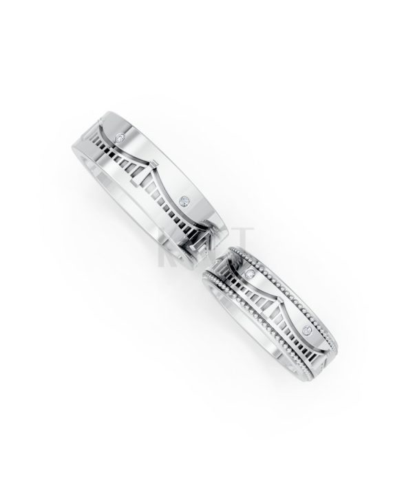 Nhẫn Cưới Collab Hungary – CL33 vàng trắng White Gold kiểu dáng cá tính, hiện đại