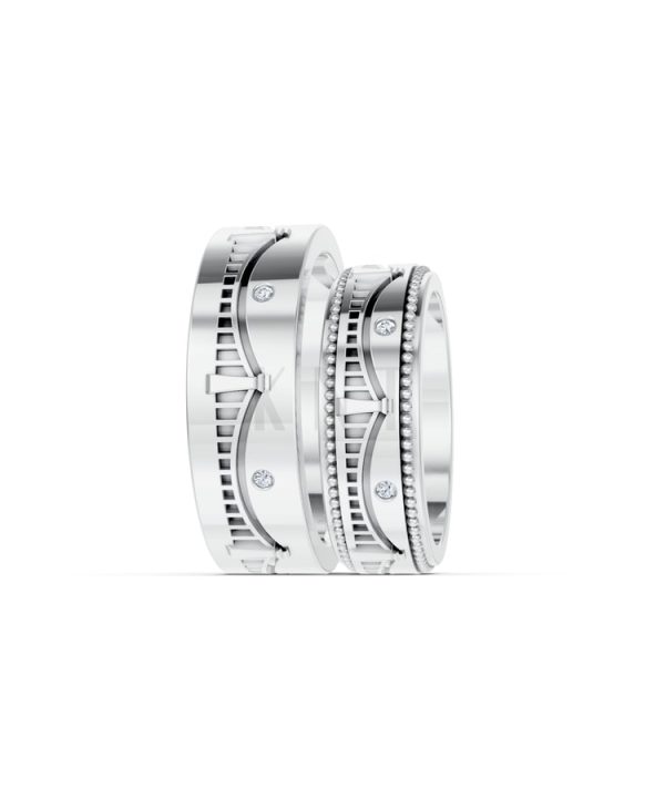 Nhẫn Cưới Collab Hungary – CL33 vàng trắng White Gold vàng sáng, đường nét sắc sảo, tinh tế