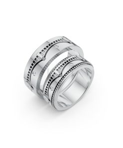 Nhẫn Cưới Collab Hungary – CL33 vàng trắng White Gold kiểu dáng hiện đại, nổi bật