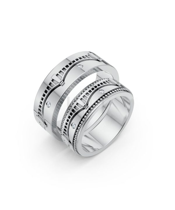 Nhẫn Cưới Collab Hungary – CL33 vàng trắng White Gold kiểu dáng hiện đại, nổi bật