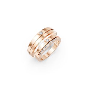 Nhẫn cưới E20 màu vàng hồng Rose Gold họa tiết ấn tượng, cá tính