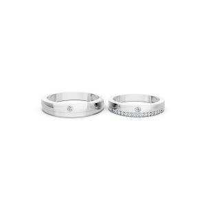 Nhẫn cưới E20 màu vàng trắng White Gold vàng sáng, đường nét sắc sảo, tinh tế