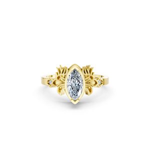 Nhẫn đính hôn Autumn R330 màu Vàng Gold vàng 10K/14K/18K/607 đính đá nhỏ, thanh lịch