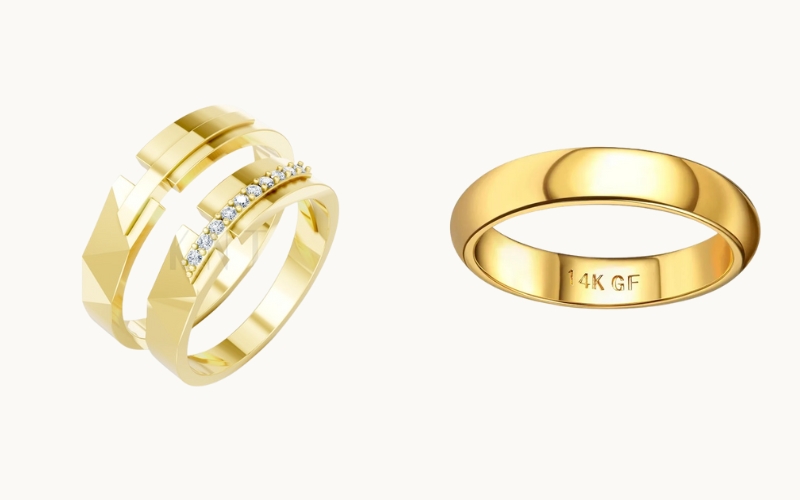 Nhẫn cưới vàng 14K và ký hiệu khắc bên trong nhẫn