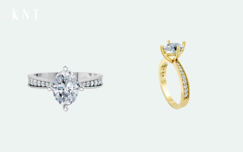 Nhẫn đính hôn làm từ đá Moissanite lấp lánh