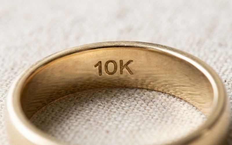 Ký hiệu vàng 10K bên trong lòng nhẫn