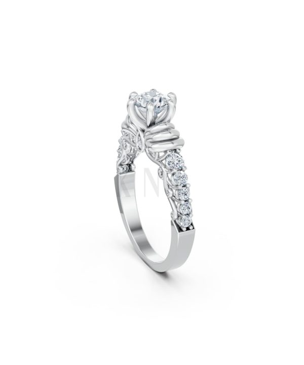 Nhẫn đính hôn đá cao cấp R418 – ADA vàng trắng White Gold vàng sáng, đường nét sắc sảo, tinh tế