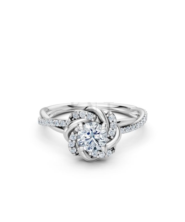 Nhẫn đính hôn R446 – SEOUL vàng trắng White Gold kiểu dáng cá tính, hiện đại