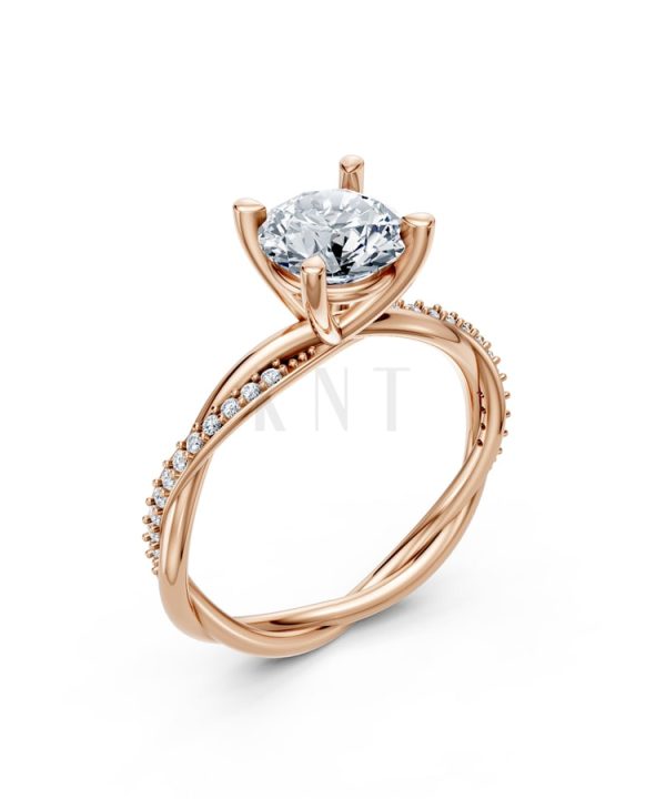 Nhẫn đính hôn đá Moissanite RM1 vàng hồng Rose Gold họa tiết ấn tượng, cá tính