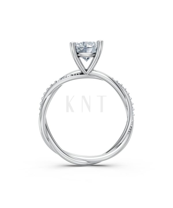Nhẫn đính hôn đá Moissanite RM1 vàng trắng White Gold kiểu dáng cá tính, hiện đại