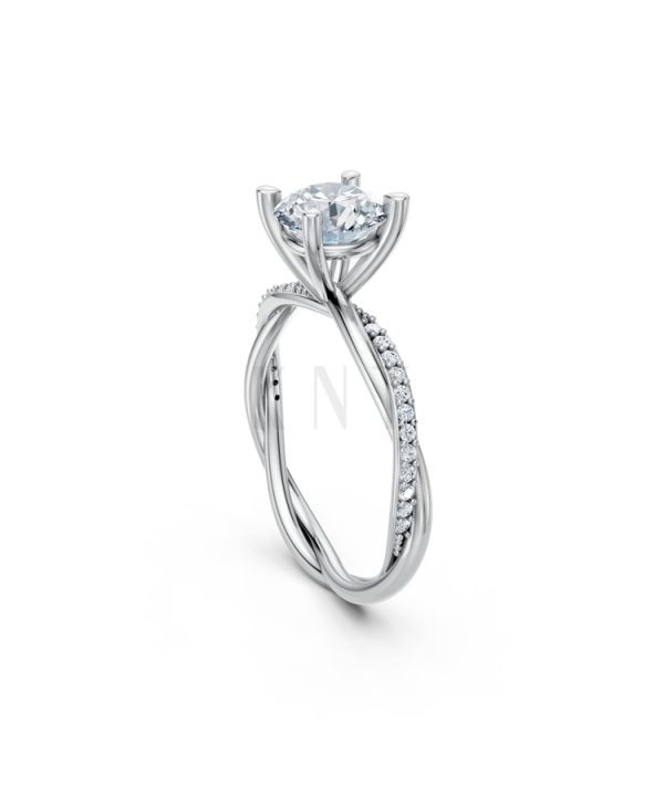 Nhẫn đính hôn đá Moissanite RM1 vàng trắng White Gold vàng sáng, đường nét sắc sảo, tinh tế