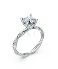 Nhẫn đính hôn đá Moissanite RM1 vàng trắng White Gold kiểu dáng hiện đại, nổi bật