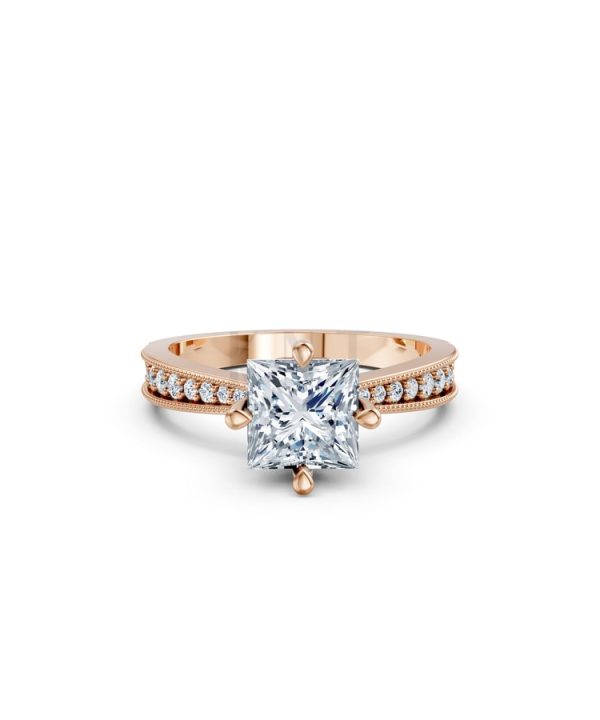 Nhẫn đính hôn đá Moissanite RM12 – ARYA vàng hồng Rose Gold thiết kế đối xứng, phong cách, ấn tượng