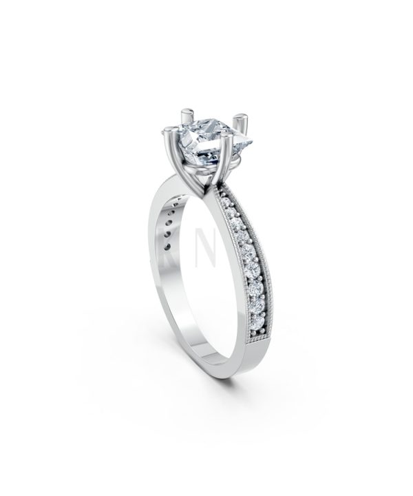 Nhẫn đính hôn đá Moissanite RM12 – ARYA vàng trắng White Gold vàng sáng, đường nét sắc sảo, tinh tế