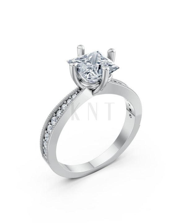 Nhẫn đính hôn đá Moissanite RM12 – ARYA vàng trắng White Gold kiểu dáng hiện đại, nổi bật