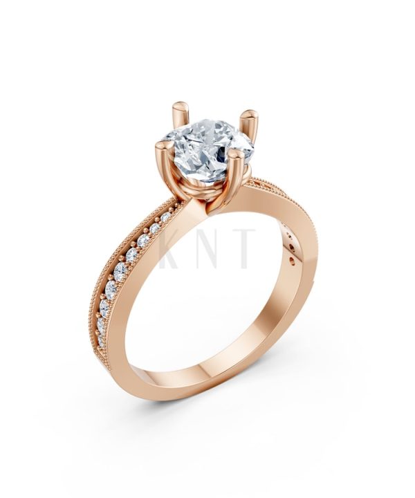Nhẫn đính hôn đá Moissanite RM13 – ARIYA vàng hồng Rose Gold họa tiết ấn tượng, cá tính