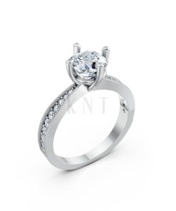 Nhẫn đính hôn đá Moissanite RM13 – ARIYA vàng trắng White Gold kiểu dáng hiện đại, nổi bật