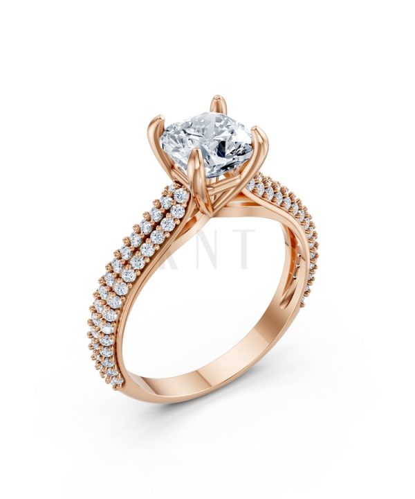 Nhẫn đính hôn đá Moissanite RM15 – ALEXA vàng hồng Rose Gold họa tiết ấn tượng, cá tính