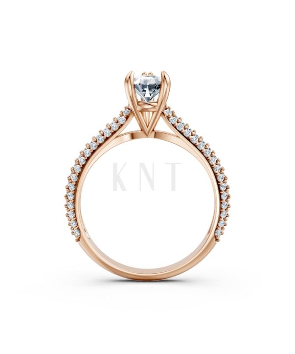 Nhẫn đính hôn đá Moissanite RM16 – AISHA vàng hồng Rose Gold thiết kế đối xứng, phong cách, ấn tượng