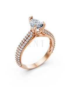 Nhẫn đính hôn đá Moissanite RM16 – AISHA vàng hồng Rose Gold họa tiết ấn tượng, cá tính