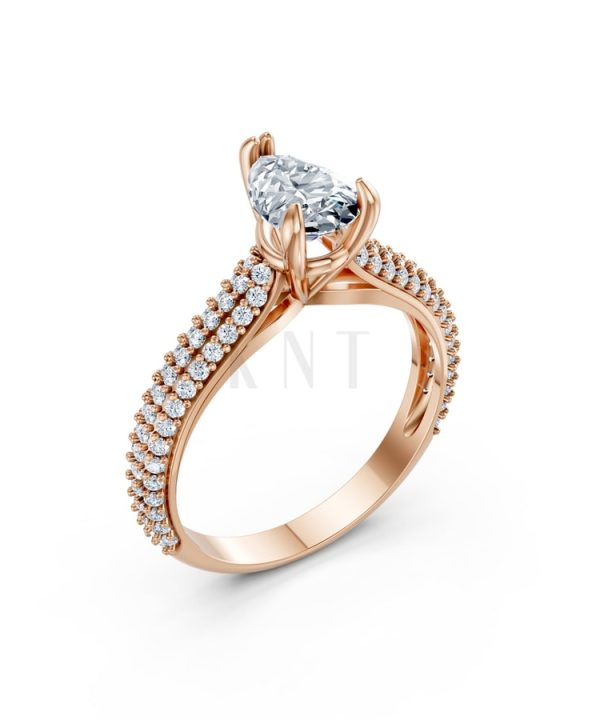 Nhẫn đính hôn đá Moissanite RM16 – AISHA vàng hồng Rose Gold họa tiết ấn tượng, cá tính