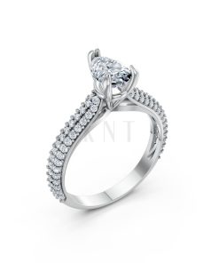 Nhẫn đính hôn đá Moissanite RM16 – AISHA vàng trắng White Gold kiểu dáng hiện đại, nổi bật