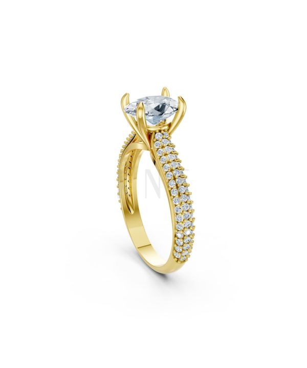 Nhẫn đính hôn đá Moissanite RM17 – ARI Vàng Gold thiết kế phá cách, sang trọng