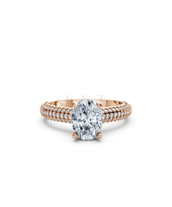 Nhẫn đính hôn đá Moissanite RM17 – ARI vàng hồng Rose Gold thiết kế đối xứng, phong cách, ấn tượng