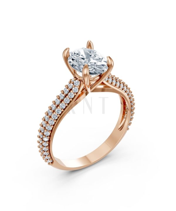 Nhẫn đính hôn đá Moissanite RM17 – ARI vàng hồng Rose Gold họa tiết ấn tượng, cá tính
