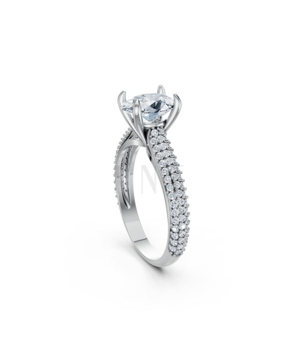 Nhẫn đính hôn đá Moissanite RM17 – ARI vàng trắng White Gold vàng sáng, đường nét sắc sảo, tinh tế