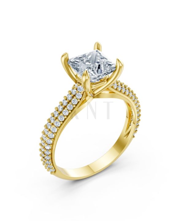 Nhẫn đính hôn đá Moissanite RM19 – APRIL Vàng Gold thiết kế tinh tế, sang trọng