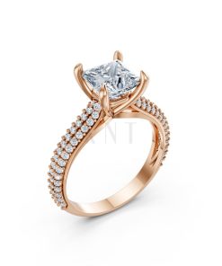 Nhẫn đính hôn đá Moissanite RM19 – APRIL vàng hồng Rose Gold họa tiết ấn tượng, cá tính