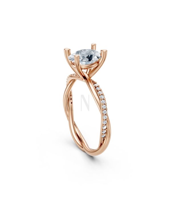 Nhẫn đính hôn đá Moissanite RM2 vàng hồng Rose Gold vàng đẹp, kiểu dáng trẻ trung, độc đáo