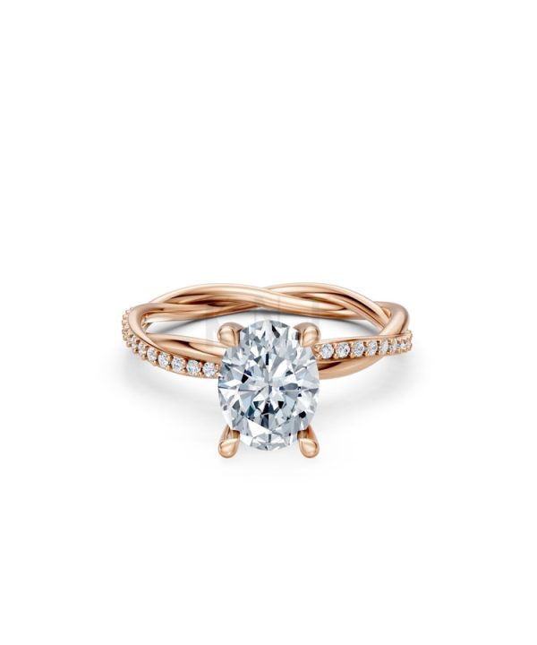 Nhẫn đính hôn đá Moissanite RM2 vàng hồng Rose Gold thiết kế đối xứng, phong cách, ấn tượng
