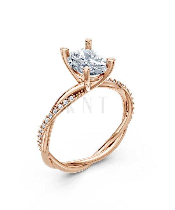 Nhẫn đính hôn đá Moissanite RM2 vàng hồng Rose Gold họa tiết ấn tượng, cá tính