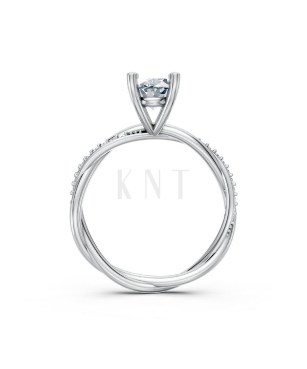 Nhẫn đính hôn đá Moissanite RM2 vàng trắng White Gold kiểu dáng cá tính, hiện đại
