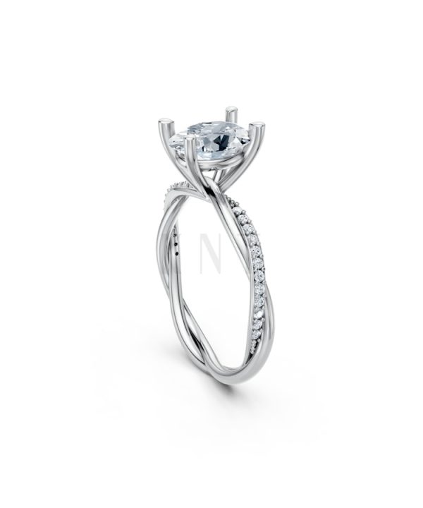 Nhẫn đính hôn đá Moissanite RM2 vàng trắng White Gold vàng sáng, đường nét sắc sảo, tinh tế