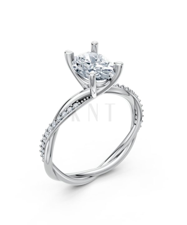 Nhẫn đính hôn đá Moissanite RM2 vàng trắng White Gold kiểu dáng hiện đại, nổi bật