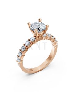 Nhẫn đính hôn đá Moissanite RM21 – ANTONELLA vàng hồng Rose Gold họa tiết ấn tượng, cá tính