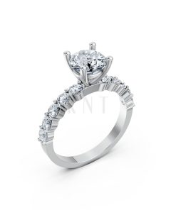 Nhẫn đính hôn đá Moissanite RM21 – ANTONELLA vàng trắng White Gold kiểu dáng hiện đại, nổi bật