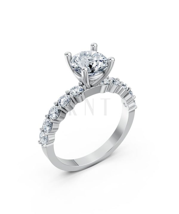 Nhẫn đính hôn đá Moissanite RM21 – ANTONELLA vàng trắng White Gold kiểu dáng hiện đại, nổi bật