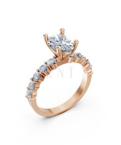 Nhẫn đính hôn đá Moissanite RM24 – ANNE vàng hồng Rose Gold họa tiết ấn tượng, cá tính