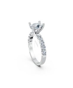 Nhẫn đính hôn đá Moissanite RM24 – ANNE vàng trắng White Gold vàng sáng, đường nét sắc sảo, tinh tế