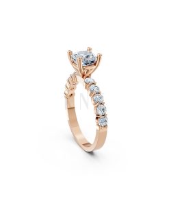 Nhẫn đính hôn đá Moissanite RM25 – AMANDA vàng hồng Rose Gold vàng đẹp, kiểu dáng trẻ trung, độc đáo