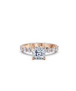 Nhẫn đính hôn đá Moissanite RM25 – AMANDA vàng hồng Rose Gold thiết kế đối xứng, phong cách, ấn tượng