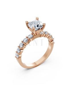Nhẫn đính hôn đá Moissanite RM25 – AMANDA vàng hồng Rose Gold họa tiết ấn tượng, cá tính