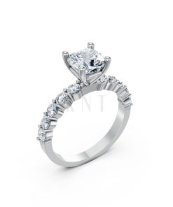 Nhẫn đính hôn đá Moissanite RM25 – AMANDA vàng trắng White Gold kiểu dáng hiện đại, nổi bật