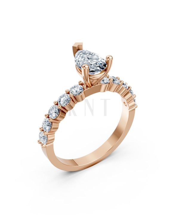Nhẫn đính hôn đá Moissanite RM26 – AMALIA vàng hồng Rose Gold họa tiết ấn tượng, cá tính