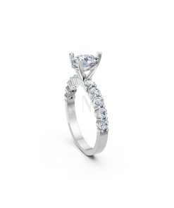 Nhẫn đính hôn đá Moissanite RM26 – AMALIA vàng trắng White Gold vàng sáng, đường nét sắc sảo, tinh tế