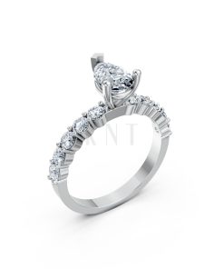 Nhẫn đính hôn đá Moissanite RM26 – AMALIA vàng trắng White Gold kiểu dáng hiện đại, nổi bật